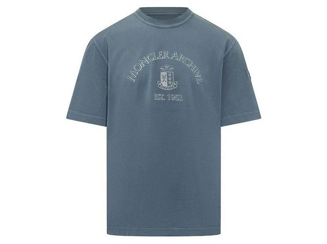 Moncler Baumwoll-T-Shirt mit Logo-Print Blau - Ansicht 4