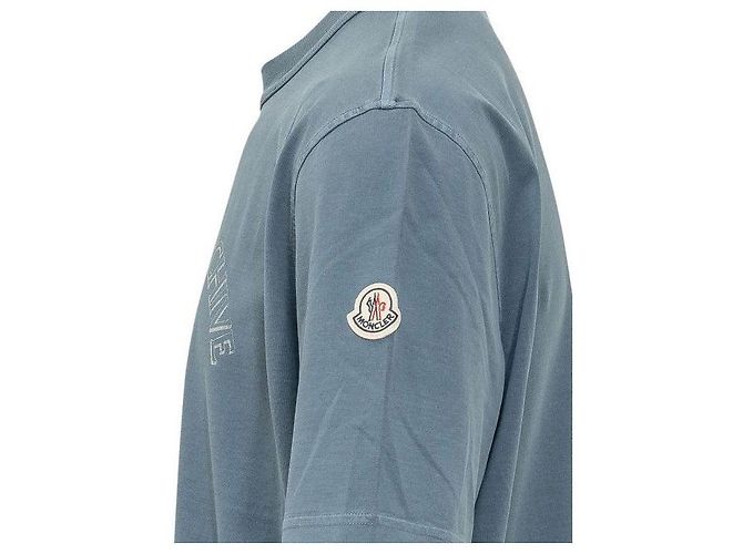Moncler Baumwoll-T-Shirt mit Logo-Print Blau - Ansicht 6