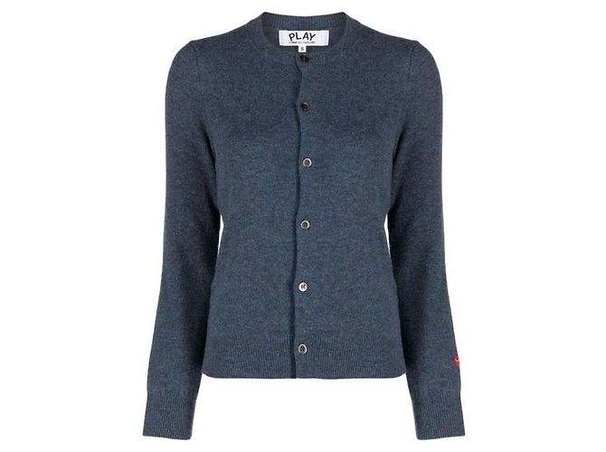 Comme Des Garcons Wollstrickjacke mit kleinem rotem Herz-Aufnäher - Ansicht 4