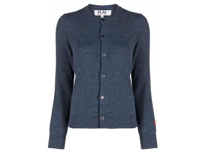 Comme Des Garcons Wollstrickjacke mit kleinem rotem Herz-Aufnäher - Ansicht 5
