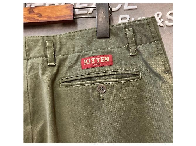 Gucci Pantaloni in cotone Khaki Marrone - vista 3