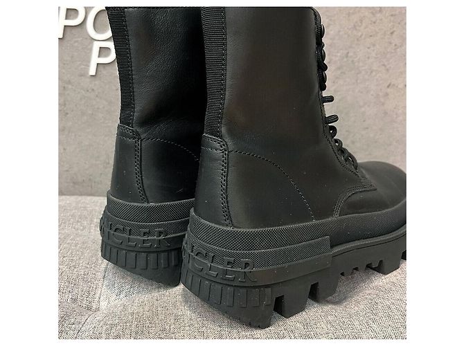 Moncler Stivaletti con lacci in pelle nera Nero - vista 5