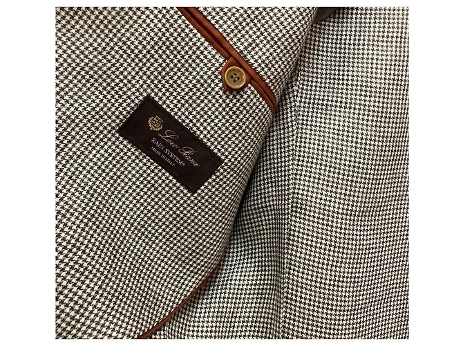 Loro Piana Leinen-Blazer mit Karomuster Grau Braun - Ansicht 5