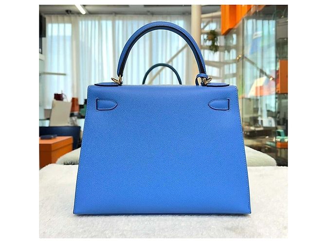 Hermès Kelly Size Blue Paraïso Incisione Gold-Tone - vista 2