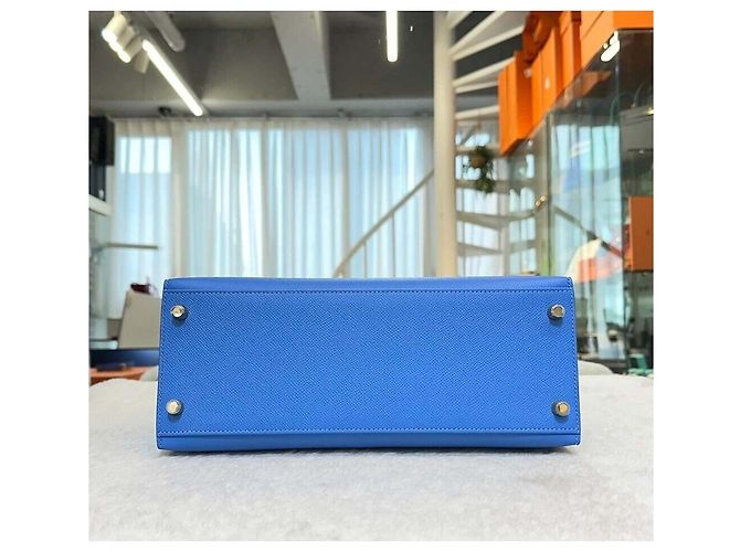 Hermès Kelly Size Blue Paraïso Incisione Gold-Tone - vista 3