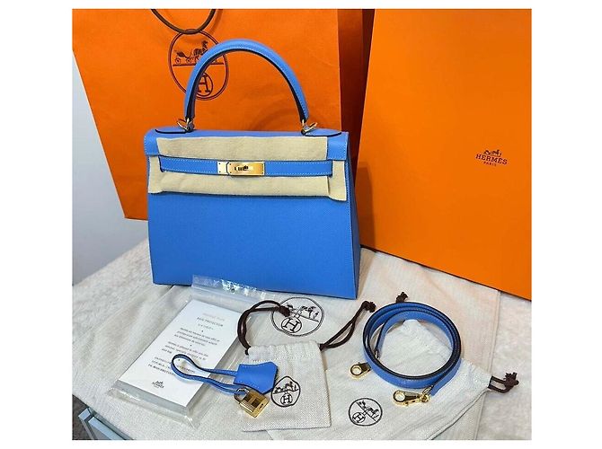 Hermès Kelly Size Blue Paraïso Incisione Gold-Tone - vista 8