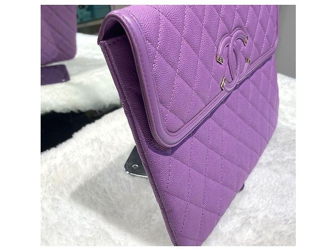 Chanel Clutch Cosmetic Caviar Purple Series Porpora - vista 7