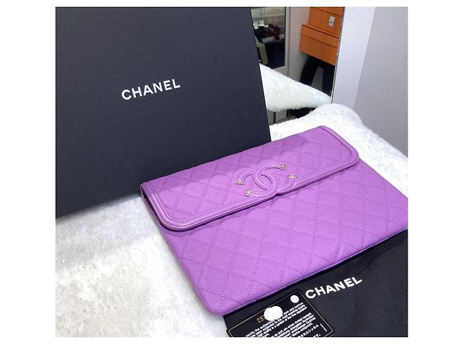 Chanel Clutch Cosmetic Caviar Purple Series Porpora - vista 8