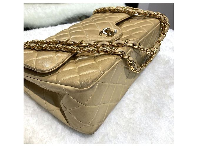 Chanel Borsa con patta in agnello Classic Paris Medium Beige Series Marrone - vista 3
