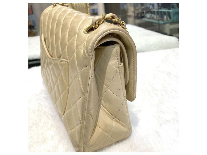 Chanel Borsa con patta in agnello Classic Paris Medium Beige Series Marrone - vista 4