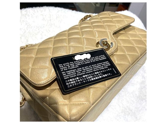 Chanel Borsa con patta in agnello Classic Paris Medium Beige Series Marrone - vista 9