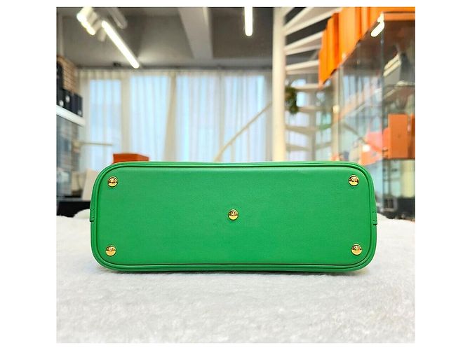 Hermès Borsa Tote Bolide Swift Bamboo con Hardware Dorato e Incisione Verde - vista 3