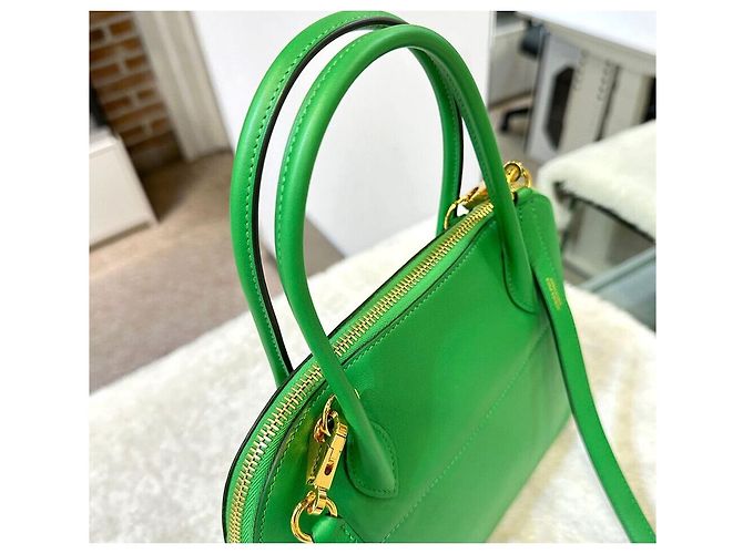 Hermès Borsa Tote Bolide Swift Bamboo con Hardware Dorato e Incisione Verde - vista 5