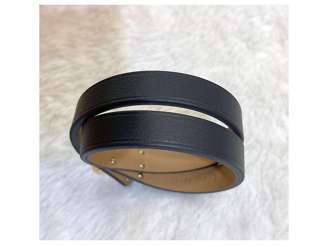 Hermès Bracciale Mini Kelly Double Tour Oro Rosa con stampa Black Nero - vista 2