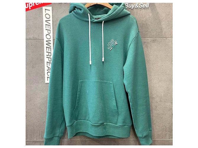 Louis Vuitton Logo Bestickter Signature Hoodie Grün - Ansicht 2