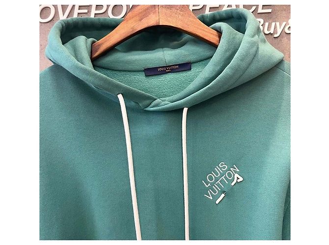 Louis Vuitton Logo Bestickter Signature Hoodie Grün - Ansicht 5