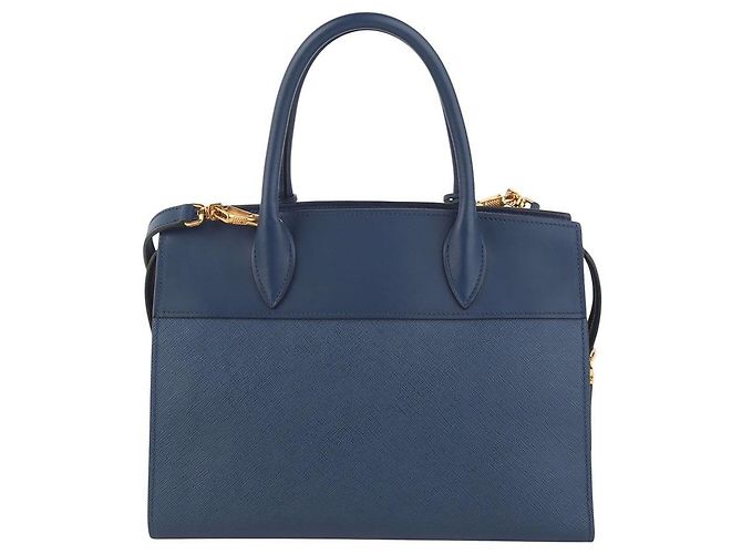 Prada Borsa a Spalla Saffiano Esplanade Blu - vista 3
