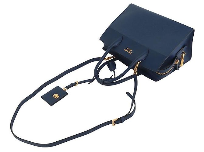 Prada Borsa a Spalla Saffiano Esplanade Blu - vista 4