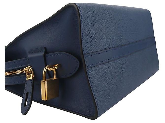 Prada Borsa a Spalla Saffiano Esplanade Blu - vista 5