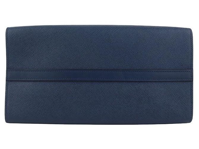 Prada Borsa a Spalla Saffiano Esplanade Blu - vista 6