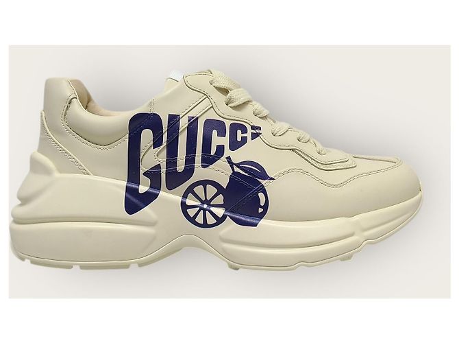 Gucci Sneakers Layton in pelle con logo Lemon Lettering Bianco - vista 2