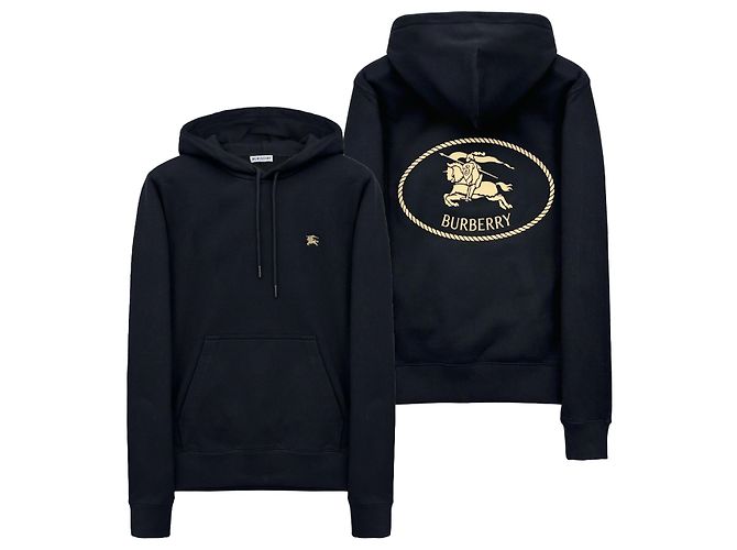 Burberry Black Drawstring Back Logo Hoodie - view 6
