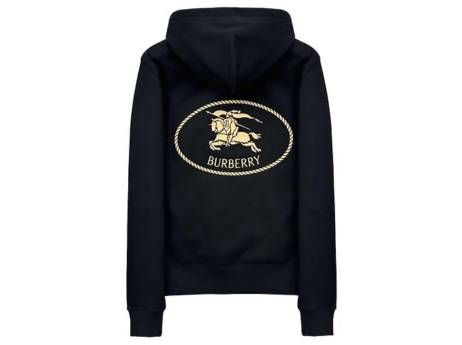Burberry Black Drawstring Back Logo Hoodie - view 8