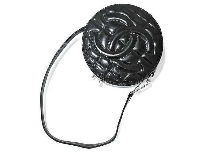 Chanel Borsa Tote Tambourine in vernice Nero - vista 2