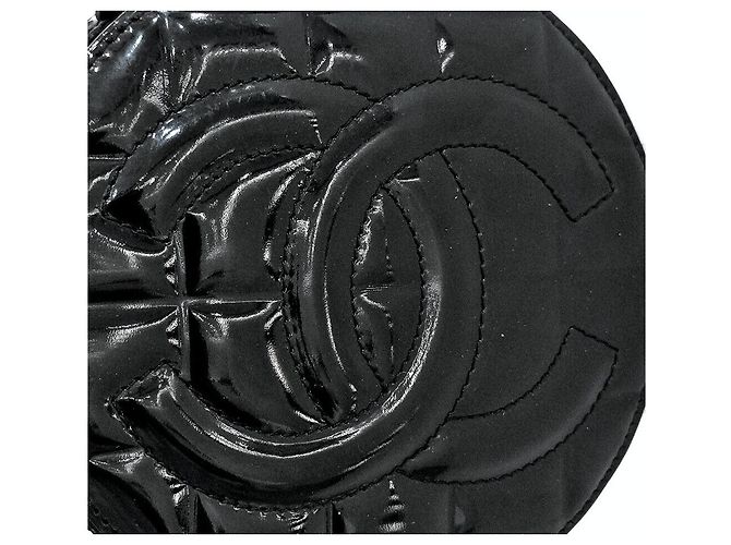 Chanel Borsa Tote Tambourine in vernice Nero - vista 6