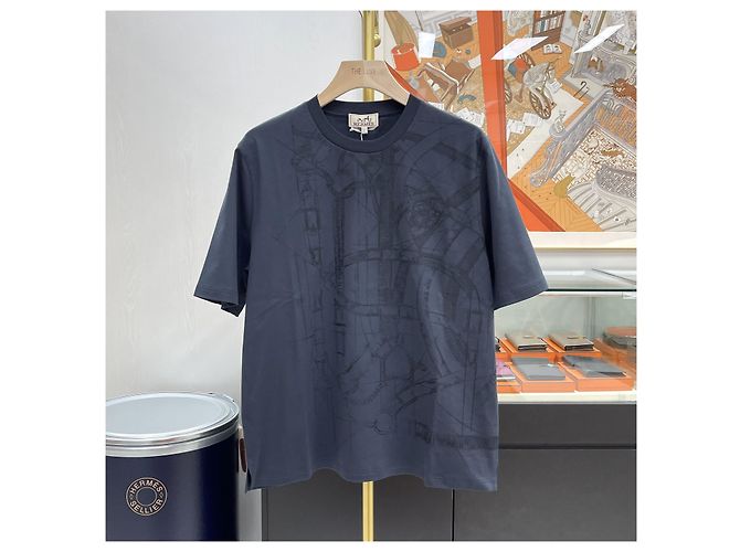 Hermès Besticktes Crew-Neck T-Shirt Charcoal Braun - Ansicht 2