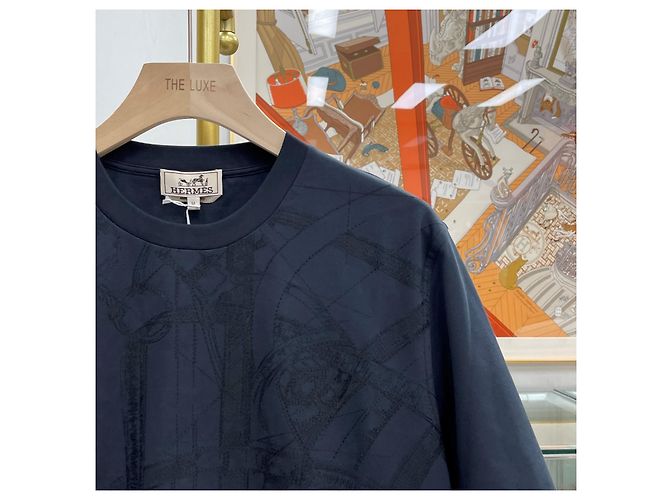 Hermès Besticktes Crew-Neck T-Shirt Charcoal Braun - Ansicht 3