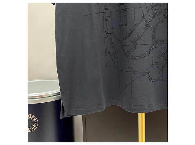 Hermès Besticktes Crew-Neck T-Shirt Charcoal Braun - Ansicht 4