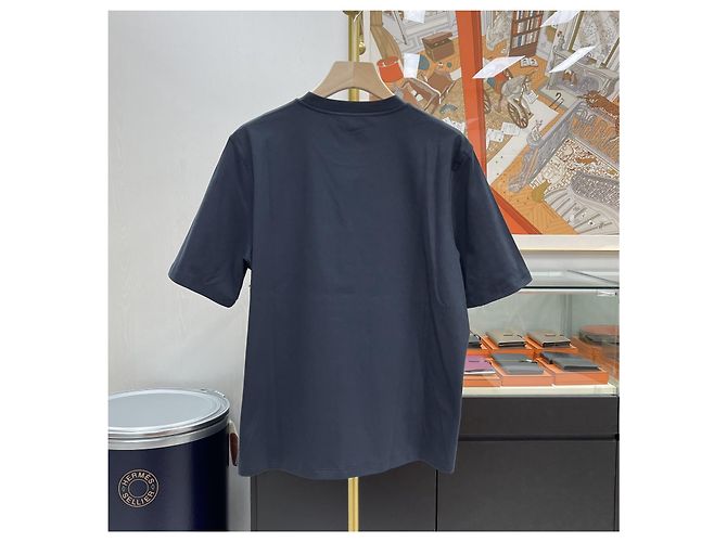 Hermès Besticktes Crew-Neck T-Shirt Charcoal Braun - Ansicht 5