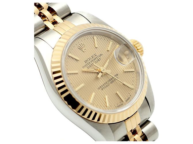 Rolex Reloj combo para mujer Datejust Champagne Gold Deck Motif Dial Dorado - vista 11