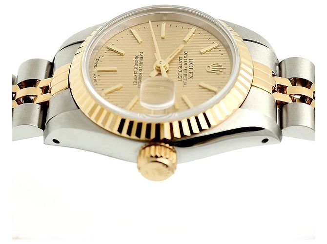 Rolex Reloj combo para mujer Datejust Champagne Gold Deck Motif Dial Dorado - vista 12