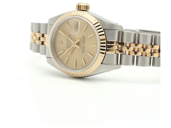 Rolex Reloj combo para mujer Datejust Champagne Gold Deck Motif Dial Dorado - vista 16
