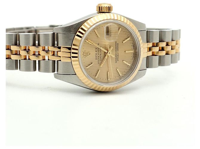 Rolex Reloj combo para mujer Datejust Champagne Gold Deck Motif Dial Dorado - vista 17