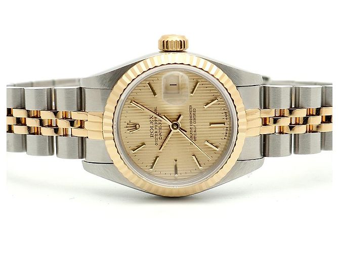 Rolex Reloj combo para mujer Datejust Champagne Gold Deck Motif Dial Dorado - vista 18