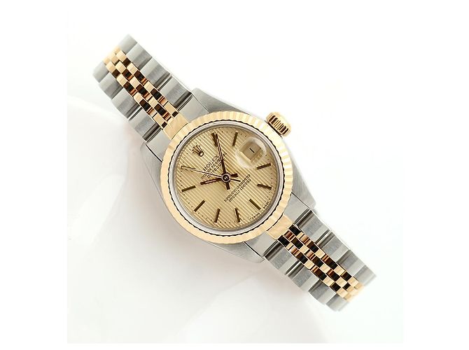 Rolex Reloj combo para mujer Datejust Champagne Gold Deck Motif Dial Dorado - vista 19