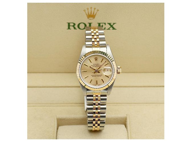 Rolex Reloj combo para mujer Datejust Champagne Gold Deck Motif Dial Dorado - vista 2