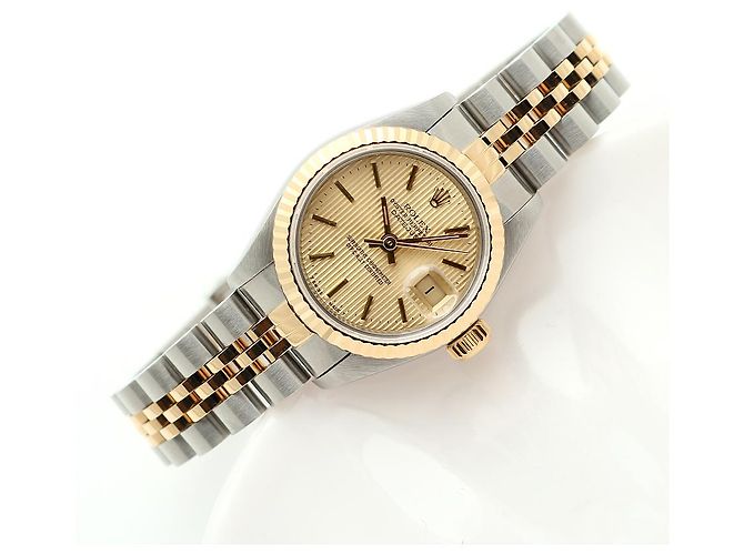 Rolex Reloj combo para mujer Datejust Champagne Gold Deck Motif Dial Dorado - vista 20