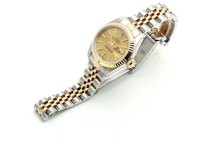 Rolex Reloj combo para mujer Datejust Champagne Gold Deck Motif Dial Dorado - vista 21