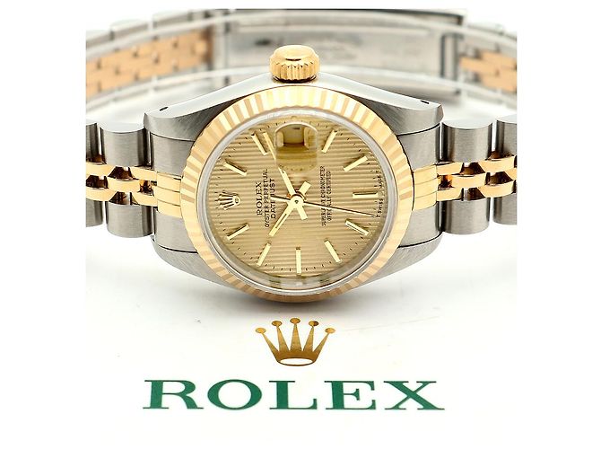 Rolex Reloj combo para mujer Datejust Champagne Gold Deck Motif Dial Dorado - vista 23