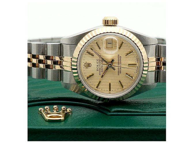 Rolex Reloj combo para mujer Datejust Champagne Gold Deck Motif Dial Dorado - vista 24
