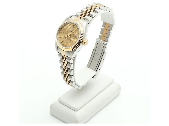 Rolex Reloj combo para mujer Datejust Champagne Gold Deck Motif Dial Dorado - vista 4