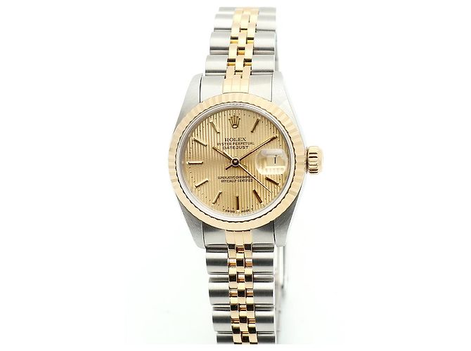 Rolex Reloj combo para mujer Datejust Champagne Gold Deck Motif Dial Dorado - vista 8