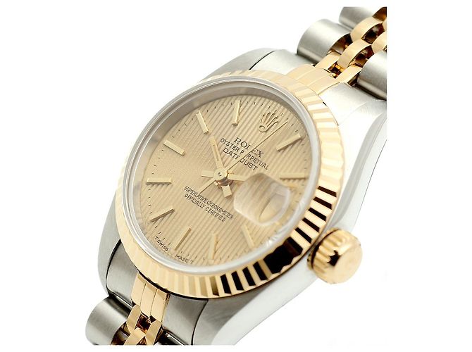 Rolex Reloj combo para mujer Datejust Champagne Gold Deck Motif Dial Dorado - vista 9
