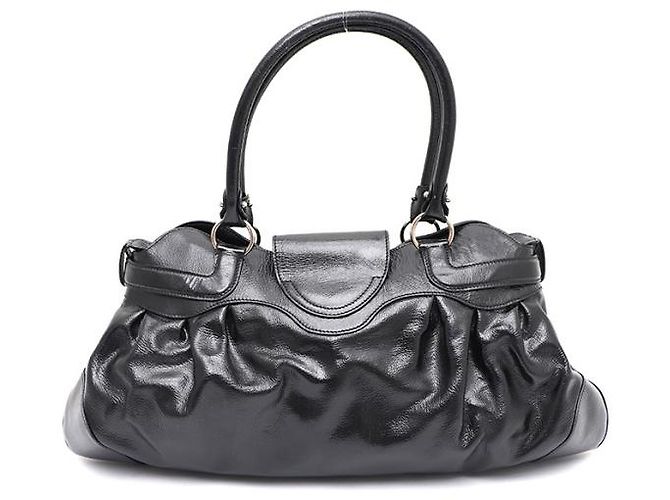 Salvatore Ferragamo Borsa a tracolla in vernice nera Gancini Nero - vista 11