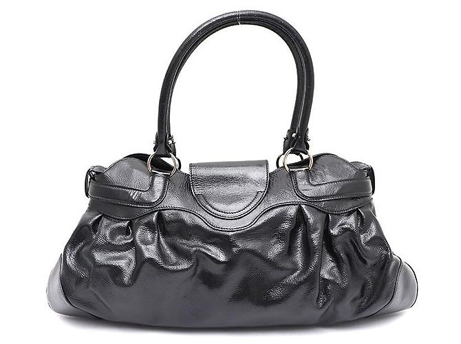 Salvatore Ferragamo Borsa a tracolla in vernice nera Gancini Nero - vista 3