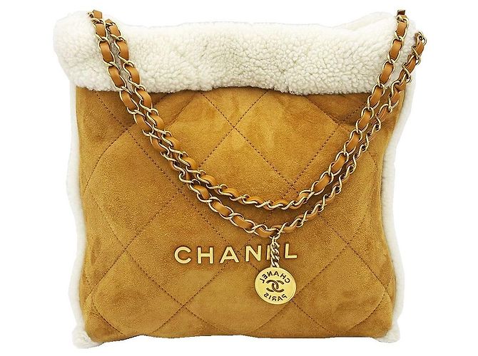 Chanel Camel Mustang Ecru Vintage Gold-tone Schultertasche Medium Braun - Ansicht 2